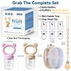 4 Pack Stylish Anti-Drop Fruit Pacifier Feeder, Breastmilk Popsicle Molds for Teething with Lids, Teether Pacifier, The Perfect Food Feeder, Silicone Feeder Teethers, Baby Teether, Baby Fruit Feeder view 4