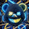 ArtioHipo Halloween Glowing Black Bear Mask, Bloody Bear Mask Cosplay, Scary Halloween Costumes Party Decorations Gift (Yellow and Blue) view 1