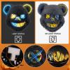 ArtioHipo Halloween Glowing Black Bear Mask, Bloody Bear Mask Cosplay, Scary Halloween Costumes Party Decorations Gift (Yellow and Blue) view 3