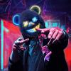 ArtioHipo Halloween Glowing Black Bear Mask, Bloody Bear Mask Cosplay, Scary Halloween Costumes Party Decorations Gift (Yellow and Blue) view 4