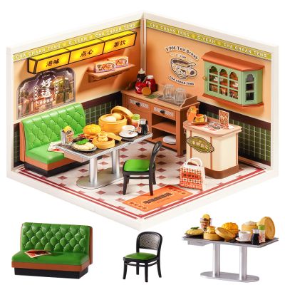Rolife Super Creator Series, DIY Mini Hong Kong Bites Cafe Dollhouse House Kit, Bulid Scenary for Action Collectible Figures, Creative Gifts for Women Adults