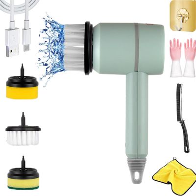 2024 Best Dish Gun for Effortless Dish Washing, Kitchen & Bathroom Cleaning Kit, Includes 3 Brush Heads, Ideal for Baby Bottles and Sink Cleaning - Green
