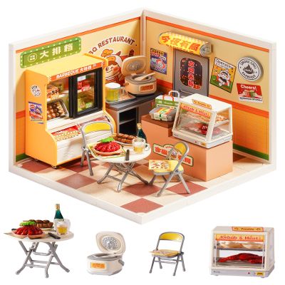 Rolife Super Creator Series, DIY Mini Night Out Food Stall Dollhouse House Kit, Bulid Scenary for Action Collectible Figures, Creative Gifts for Women Adults