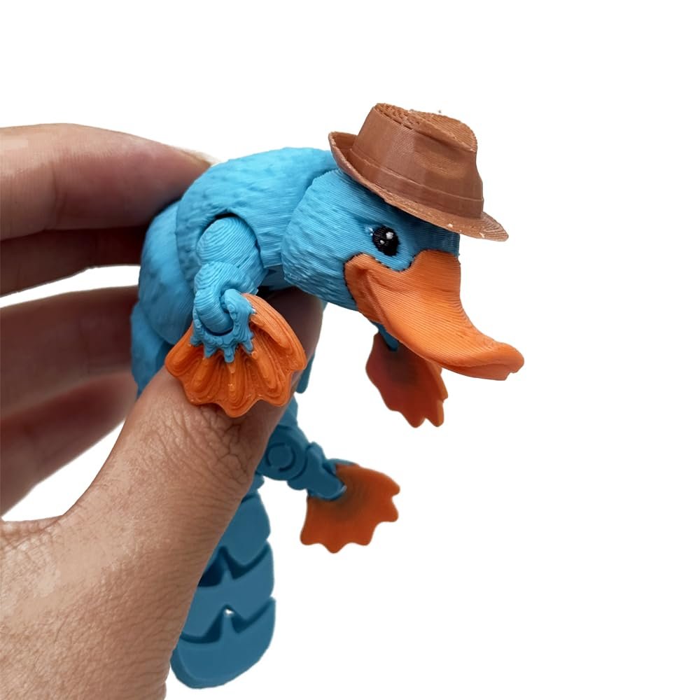 3DGYXSH 3D Printed Articulated Platypus,8-Inch Poseable Animals Desk Decor,Unique Gift for Home & Office,3D Decorative Ornaments(Platypus) (Blue)