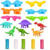 Yiklucg Unleash Creativity with 6 Unique Dino Molds Dough Toys Dough Whit 5 Bright Color Dough.Ideal as a Gift for Kids Aged 3-4-8 Years view 1