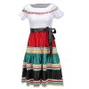 3PCS Traditional Mexican Dress for Girls, Folklorico Dance Fiesta Dress Outfit for Masquerade Halloween Party (Medium) view 2