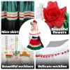 3PCS Traditional Mexican Dress for Girls, Folklorico Dance Fiesta Dress Outfit for Masquerade Halloween Party (Medium) view 4