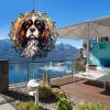 1 Pack Cavalier King Charles Spaniel Dog Wind Spinners 10 Inch Stained Glass Dog Front Door Flowers Shape Design Metal Wind Spinners for Home Garden Window Dog Lover Gift for Women Men view 3