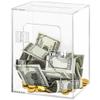 Clear Acrylic Piggy Bank With Key Lock, Coin Saving Box With Secure Closure, Openable Money Pot, Storage Jar For Bills And Coins view 1