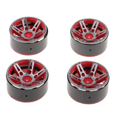 4-Pack Aluminum Wheel for 1/10 Crawler, Red, 1.9 Inch