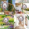 1 Pack Samoyed Dog Hanging Wind Spinners 10 Inch Stained Glass Dog Farmhouse Flowers Shape Design Aluminum Metal Wind Spinners for Garden Window Home Dog Owner Worth Gift view 2