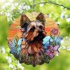1 Pack Australian Terrier Dog Wind Spinners 10 Inch Stained Glass Dog Window Flowers Shape Design Art Ornament for Home Porch Balcony Dog Lovers Christmas Women Gift view 1