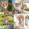 1 Pack Corgi Dog Wind Spinners 10 Inch Stained Glass Dog Outdoor Flowers Shape Design Laser Cut Metal Kinetic Art Wind Spinner for Front Door Balcony Garden Dog Owner Worth Gift view 2