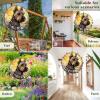 1 Pack Scottish Terrier Dog Wind Spinner 10 Inch Stained Glass Dog Window Flowers Shape Design Metal 3D Hanging Art for Yard Farmhouse Porch Dog Lover Gift for Women Men view 2