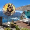 1 Pack Scottish Terrier Dog Wind Spinner 10 Inch Stained Glass Dog Window Flowers Shape Design Metal 3D Hanging Art for Yard Farmhouse Porch Dog Lover Gift for Women Men view 3