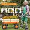 VINGLI Cargo Wagon Cart for Kids, All Terrain Wagon with Wood Railing 10-inch Pneumatic Turf Tires Children Garden Outdoor Red (Orange) view 2