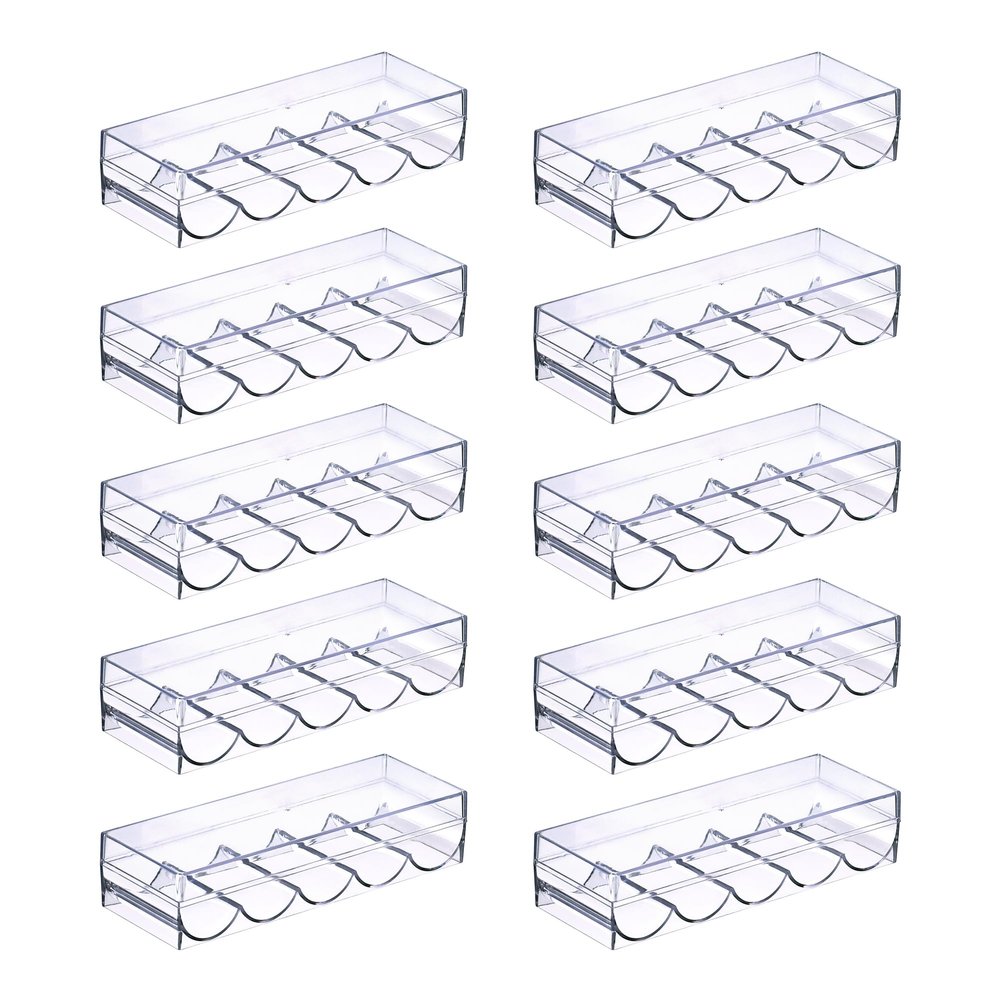sharkplay Poker Chip Holder Tray Racks with Lid Clear Acrylic Chips Rack Case with Cover Each Can Hold 100 Chips 10 Pack