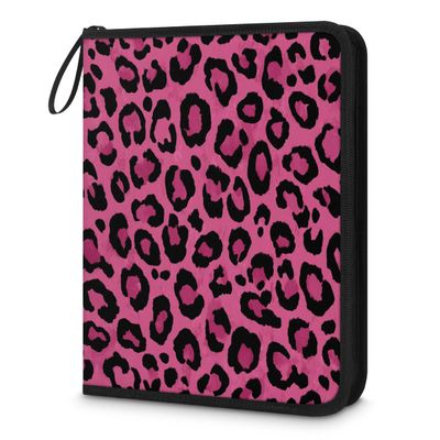 Kuquteed Pink Cheetah Trading Card Binder 9 Pocket 900 Cards Holder Collector Album with 50 Removable Sleeves Toys Gifts for Boys Girls Leopard Print Sports Game Cards