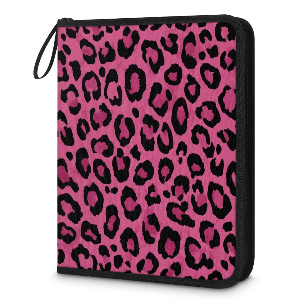 Kuquteed Pink Cheetah Trading Card Binder 9 Pocket 900 Cards Holder Collector Album with 50 Removable Sleeves Toys Gifts for Boys Girls Leopard Print Sports Game Cards