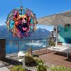 1 Pack German Shepherd Dog Hanging Wind Spinner 10 Inch Stained Glass Dog Window Flowers Shape Design Aluminum Metal Wind Spinners for Porch Balcony Front Door Dog Owner Christmas Women Gift view 3