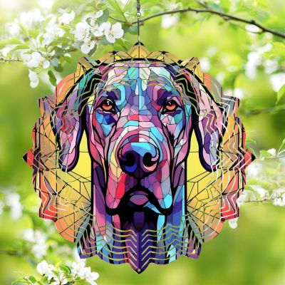 1 Pack Great Dane Dog Wind Spinner 10 Inch Stained Glass Dog Garden Flowers Shape Design Aluminum Metal Wind Spinners for Indoor Yard Window Dog Lover Gift for Christmas