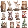12Pcs Woodland Animal Figurines and Wooden Table Signs Enchanted Forest Decor Rustic Tiered Tray Centerpieces for Baby Shower Birthday Camp Party Supplies Cake and Tabletop Decoration (Forest Animal) view 1