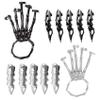 Ssguopte Skeleton Hand Bracelet with 5 Rings, Movable Gothic Jewelry for Cosplay, Silver, Halloween Accessory view 2