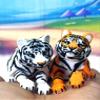 2pcs 3D Printed Tiger, Animal Creature Flexible Tiger Toys, 6.5 Inches Articulated Fidget Animal for Home Office Executive Desk Decoration AT001-WHTE/ORANGE view 1