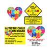 Autism Awareness Puzzle Heart Sticker Vinyl Decal Pack for Emergency Safety Notification in Vehicles Autistic Child On Board Sign 4Pcs Durable and Visible view 1