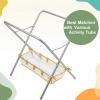 Otoolling 22.519.525.5 Inch Iron Sand and Water Stand, Foldable Iron Bath Stand, Play Storage with Yellow Mesh Bag, Sandpit Organizer for Outdoor Beach Garden Activities view 3