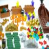 228pcs Money Treasure Bank Pirate Ships Accessories, Cash Chest Maps Dollar Jewel Gems Diamonds Gold Bar Coins Goblet Map Crystals Bill Cash Bricks Pieces Parts Sets, Friends City Building Blocks view 4