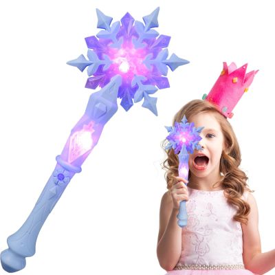 Beavorty Light Up Snowflake Wands, Glowing Led Snowflake Wand Girl Cosplay Wand with Sound for Kids Girls Princess Party Favors Costume Blue