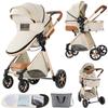 2 in 1 Baby Stroller, Reversible Convertible Infant Stroller of One-Click Folding, Newborn Travel Strollers Toddler Standard Pram Carriage White view 1