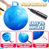 Bedwina Hopper Ball with Handle for Kids 22-inch (55cm) Bouncy Balls for Kids, Jumping Kangaroo Hippity Hop, Hopping Sit and Spin with Handle with Hand Pump, Marble Blue & White view 2