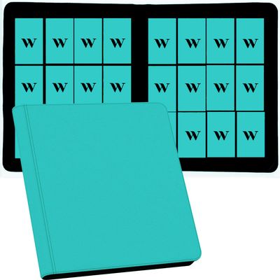 12 Pocket Card Binder, 720 Pockets PU Leather Zipper Trading Card Collection Album, Side-Loading Card Storage Folders for MTG, TCG, Game/Sport Crads (Sky Blue, 12 Pockets)
