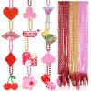 Ferreve 36 Pcs Casino Valentines Beaded Necklaces Red Pink Galentine's Day Party Favors 12 Styles Lucky in Love Bachelorette Necklaces for Vegas Poker Party Supplies Decors (Lucky in Love) view 1