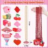 Ferreve 36 Pcs Casino Valentines Beaded Necklaces Red Pink Galentine's Day Party Favors 12 Styles Lucky in Love Bachelorette Necklaces for Vegas Poker Party Supplies Decors (Lucky in Love) view 3