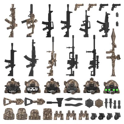 EnuoChbuild Military Weapons Pack for Knight Soldier, Military Weapons Armor Bricks Compatible with Major Brand, DIY Assembly Building Bricks - 44 Pieces