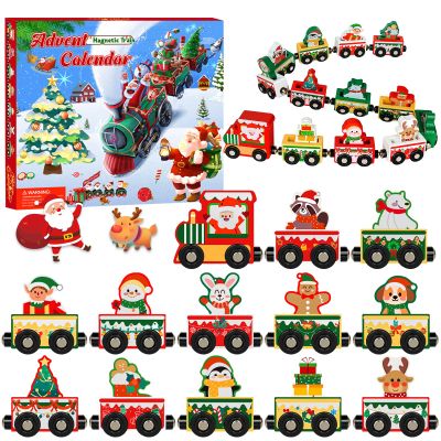 Advent Calendar 2025 Magnetic Wooden Animal Train for Kids,24 Day Christmas Advent Calendar Surprise Train,Montessori Magnetic Train Toy Christmas Countdown Gift for Toddlers,Boys and Girls