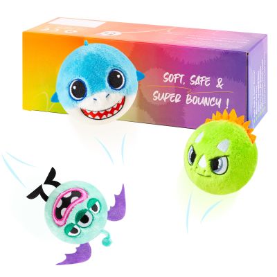 PlayZap Bouncy Balls 3" Large Size with Cute Plushies - Sensory Toys BPA-Free Safe Toddler Toys Kids Games - Valentines Day Gifts for Kids Boys Girls 1-3 3-5 5-8