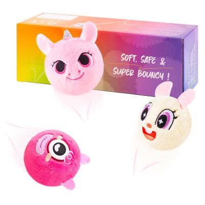 PlayZap Bouncy Balls 3" Large Size with Cute Plushies - Easter Basket Stuffers for Toddler Sensory Toys BPA-Free Safe Toys Gifts for Kids Boys Girls 1-3 3-5 5-8