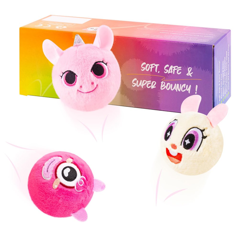 PlayZap Bouncy Balls 3" Large Size with Cute Plushies - Easter Basket Stuffers for Toddler Sensory Toys BPA-Free Safe Toys Gifts for Kids Boys Girls 1-3 3-5 5-8