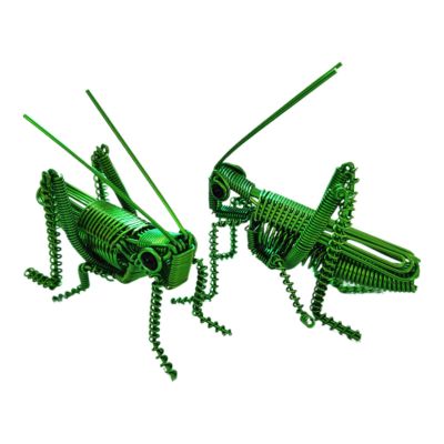 2Pcs Handcrafted Aluminum Wire Grasshopper Model | Eco-Friendly Art Sculpture | Modern Home Desk Decor | Gift for Wedding, Birthday, Graduation & Travel Souvenir