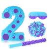 Arrowbash Monster Number Two Pinata with Stick Blindfold Confetti Monster Themed Piata 16 x 11 x 3 in Fillable Hanging Decoration for 2nd Birthday Party Supplies and Decorations view 1