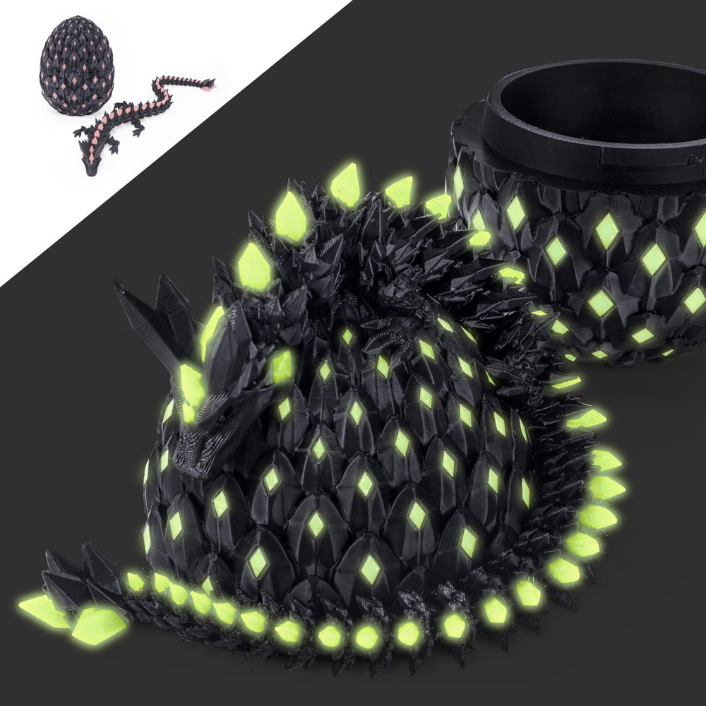 critigulf Glow-in-The-Dark 3D Printed Dragon Egg 11.5 inch Extra Nightlight Toy with Rainbow Aqua Lava and Golden.