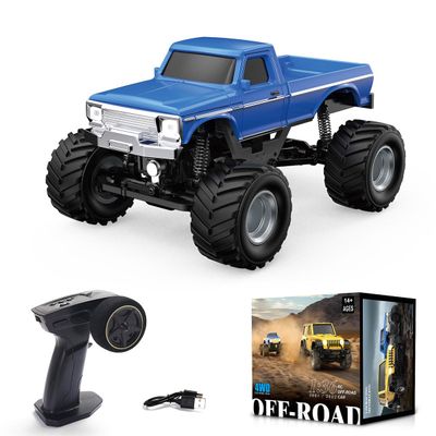 Goekhyrani Mini RC Off Road, 1/36 Scale 2.4G 4WD Off-Road RC Truck, Full Proportional RC Crawler Car with Realistic LED, Blue RC Rock Crawler, RTR RC Car Version