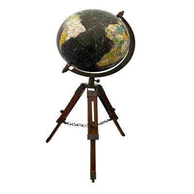 Black Antique Finish 8 Inch Dia. World Globe With Nautical Wooden Tripod Decor World Map decor