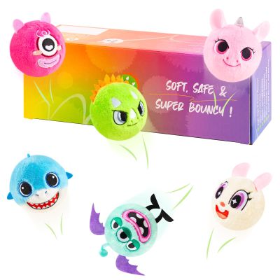 PlayZap Bouncy Balls 3" Large Size with Cute Plushies - Sensory Toys BPA-Free Safe Toddler Toys Kids Games - Valentines Day Gifts for Kids Boys Girls 1-3 3-5 5-8
