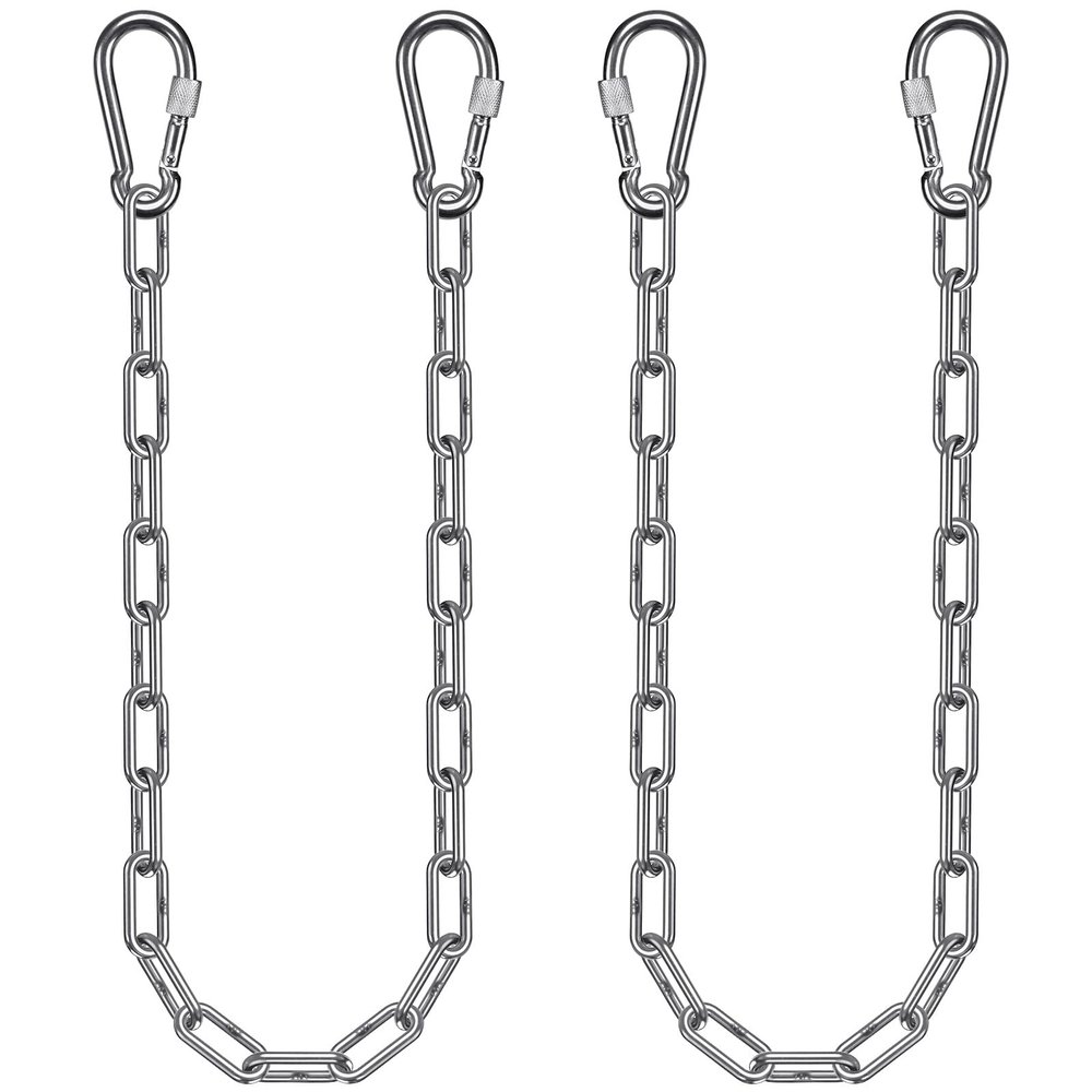 2Pcs 40" (3.3 ft) Stainless Steel Hanging Chains with 4 Carabiners 1000 LB Capacity Swing Chain Extension Hammock Chains with Hooks Hardware Chain for Hanging Chair, Porch Swing, Egg Chair, Heavy Bag