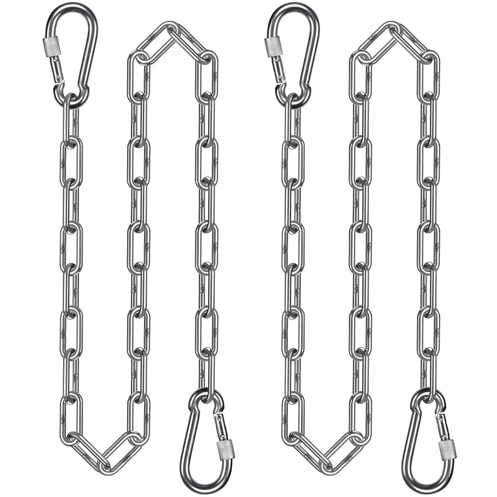 2Pcs 65" (5.4 ft) Stainless Steel Swing Chain 1000 LBs Capacity Porch Swing Chains with Hooks Hanging Chair Chains for Hammock Chairs, Swingset, Punching Bags, Egg Chairs, for Indoor and Outdoor